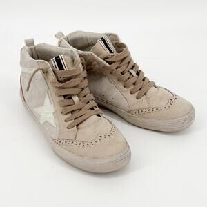 Shu Shop Women’s Serena Beige High-Top Sneakers with Star Detail Size 11